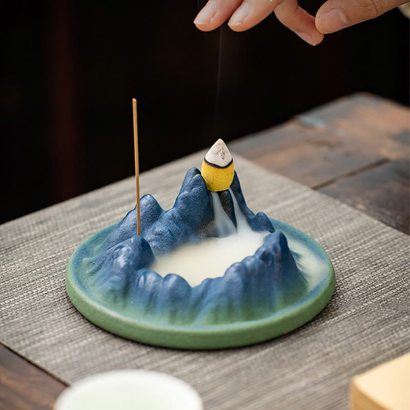 Nimara Ritual Creative Mountain River Ceramic Healing Backflow Incense Burner