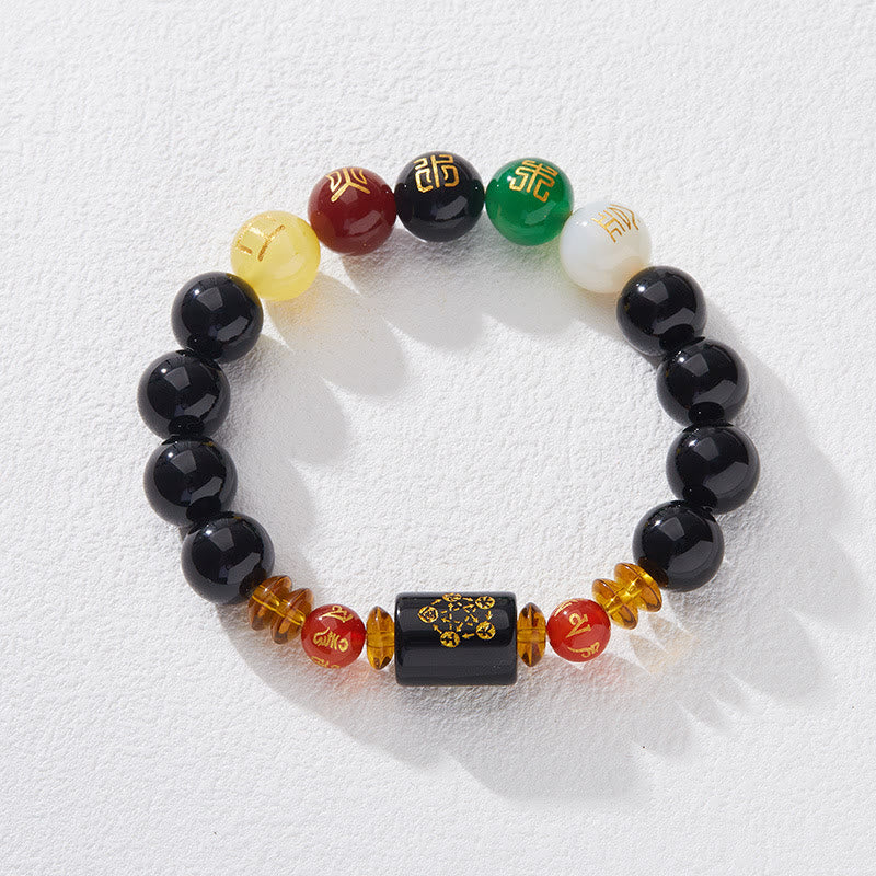 Nimara Ritual Five Elements Black Onyx Red Agate Wisdom Wealth Bracelet