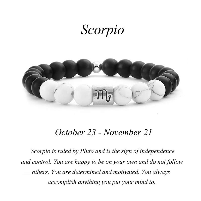 Nimara Ritual 12 Constellations of the Zodiac Natural Frosted Stone White Turquoise Bead Fortune Bracelet
