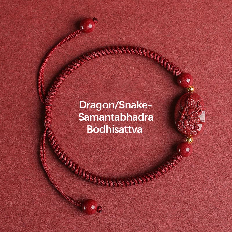 Nimara Ritual Chinese Zodiac Natal Buddha Cinnabar Keep Away Evil Spirits Rope Bracelet