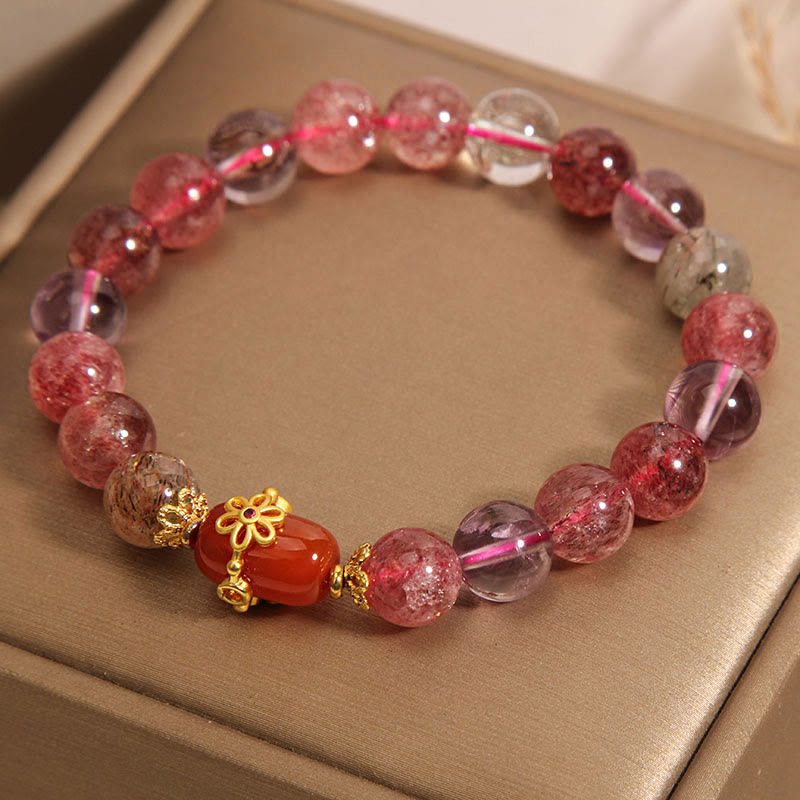 Nimara Ritual Natural Super Seven Crystal Red Agate Positivity Bracelet