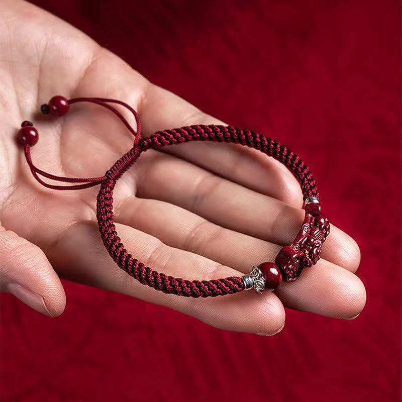 Nimara Ritual Handcrafted PiXiu Cinnabar Wealth Luck Braided Bracelet