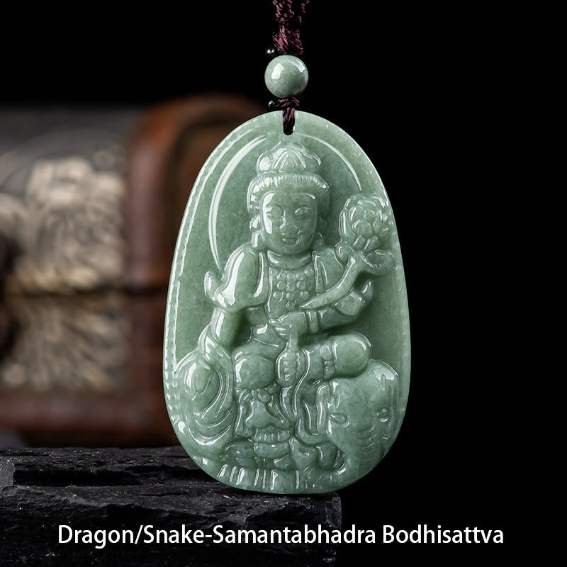 Nimara Ritual Chinese Zodiac Natal Buddha Natural Jade Wealth Prosperity Necklace Pendant