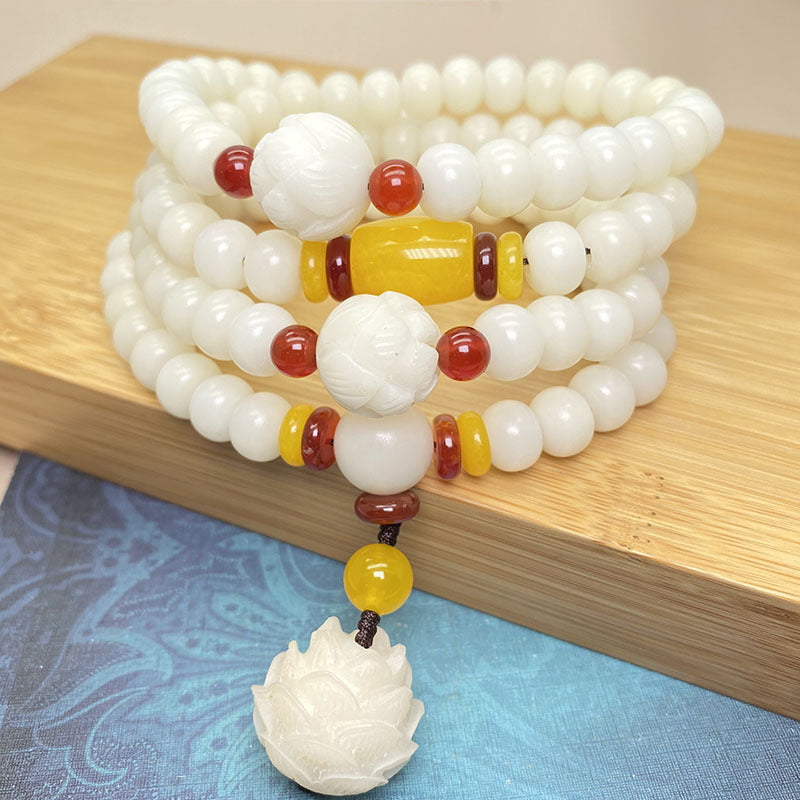 Nimara Ritual Lotus Bodhi Seed Mala 108 Beads Protection Bracelet