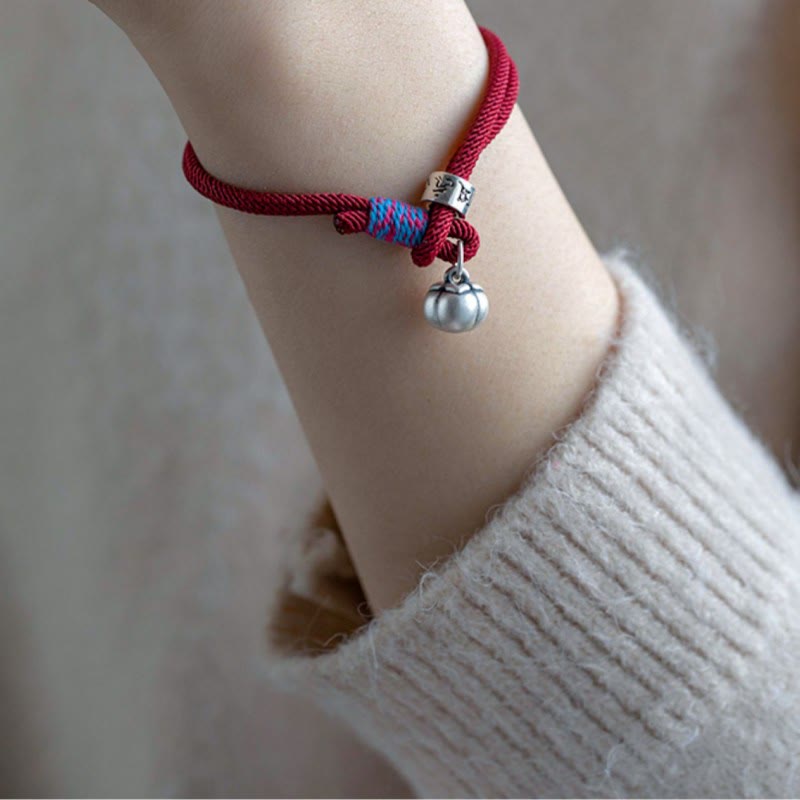 Nimara Ritual 925 Sterling Silver Tibetan Handmade Om Mani Padme Hum Persimmon Charm Luck Protection Braided Bracelet