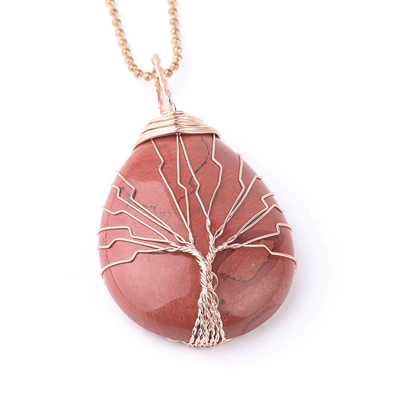 Nimara Ritual Natural Quartz Crystal Tree Of Life Healing Energy Necklace Pendant