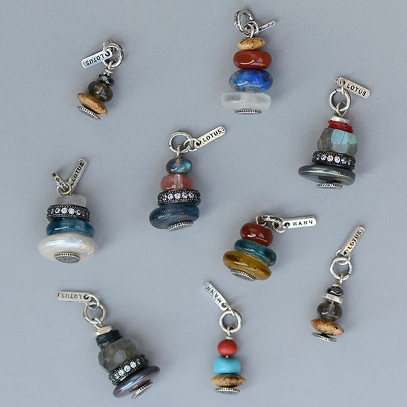 Nimara Ritual Zen Cairn Labradorite Various Crystals Calm Pendant Necklace