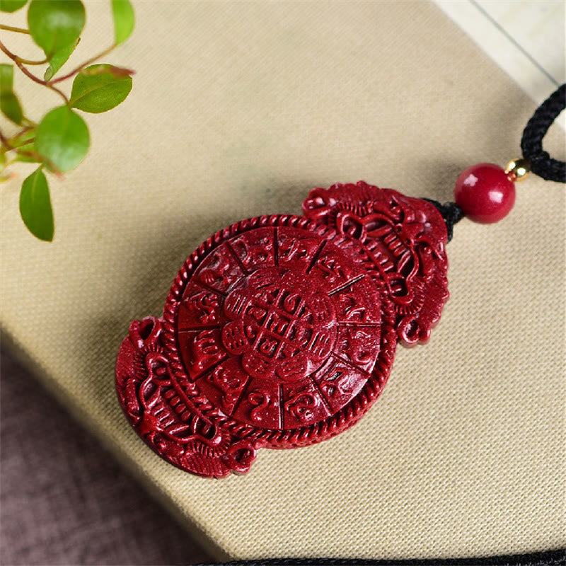 Nimara Ritual Laughing Buddha Yin Yang Chinese Zodiac Gourd Natural Cinnabar Blessing Necklace Pendant