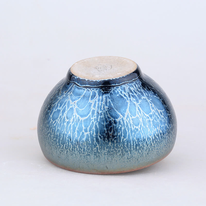 Nimara Ritual Handmade Jellyfish Dragon Scale Pattern Chinese Jianzhan Ceramic Teacup Tenmoku Kung Fu Tea Cup