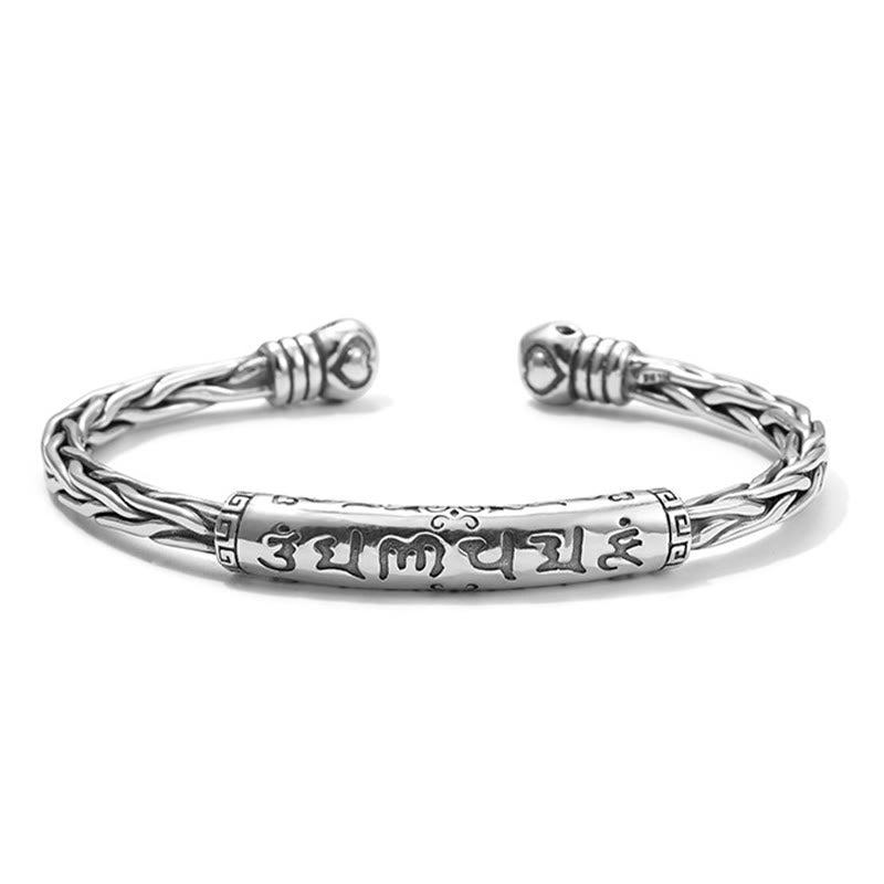 Nimara Ritual Tibet Om Mani Padme Hum Engraved Focus Cuff Bracelet Bangle