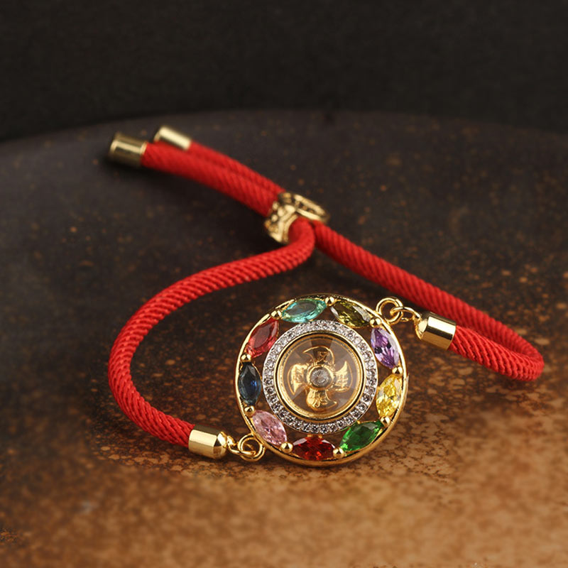 Nimara Ritual Colorful Zircon Copper Wealth Luck Rotation Bracelet Necklace Pendant
