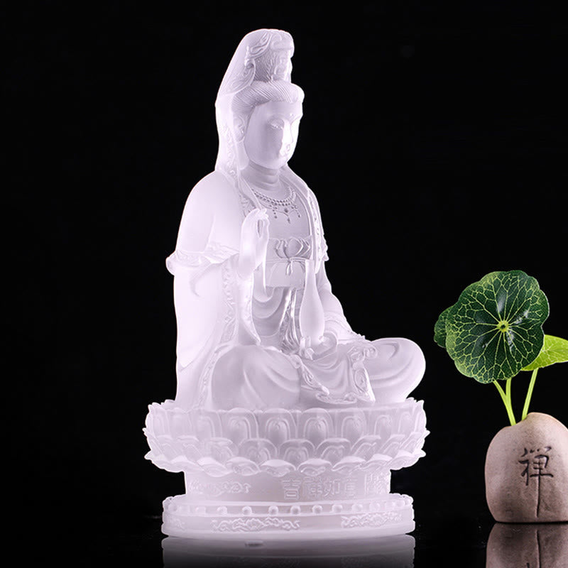 Nimara Ritual Kwan Yin Avalokitesvara Handmade Figurine Liuli Crystal Art Piece Wealth Statue Home Offering Decoration