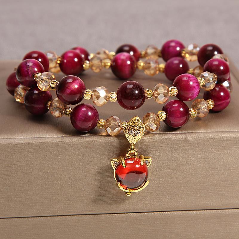 Nimara Ritual Tiger Eye Pixiu Fox Money Bag Protection Self Confidence Double Wrap Bracelet