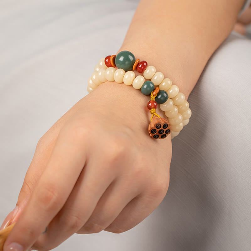 Nimara Ritual Bodhi Seed Lotus Pod Charm Peace Double Wrap Bracelet