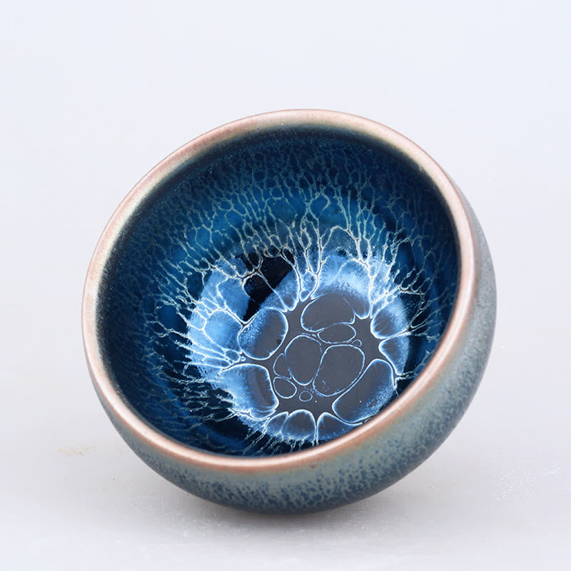Nimara Ritual Handmade Jellyfish Dragon Scale Pattern Chinese Jianzhan Ceramic Teacup Tenmoku Kung Fu Tea Cup