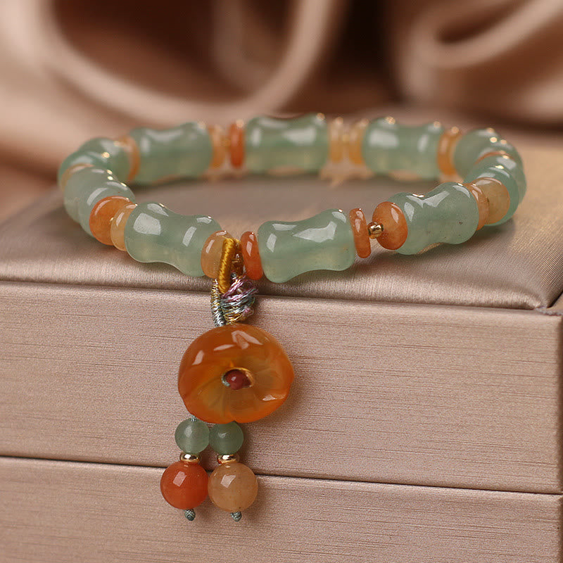 Nimara Ritual Natural Jade Bamboo Flower Pattern Luck Bracelet