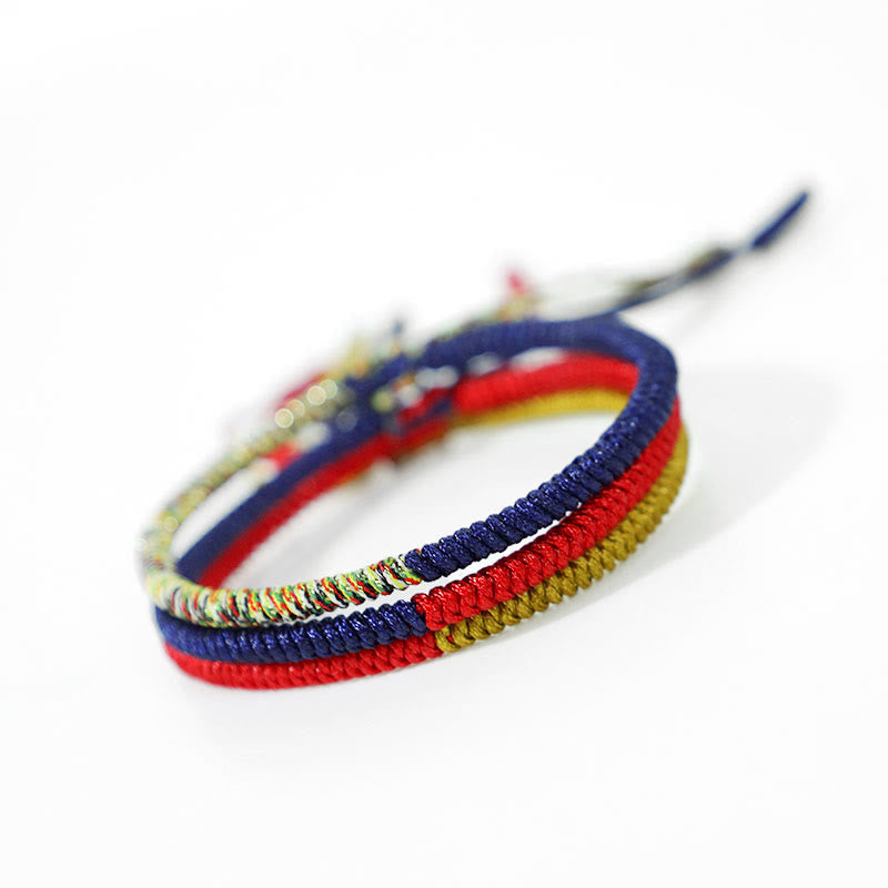 Nimara Ritual Tibet Handmade Multicolor King Kong Knot Faith Protection Braided Two-Color String Bracelet