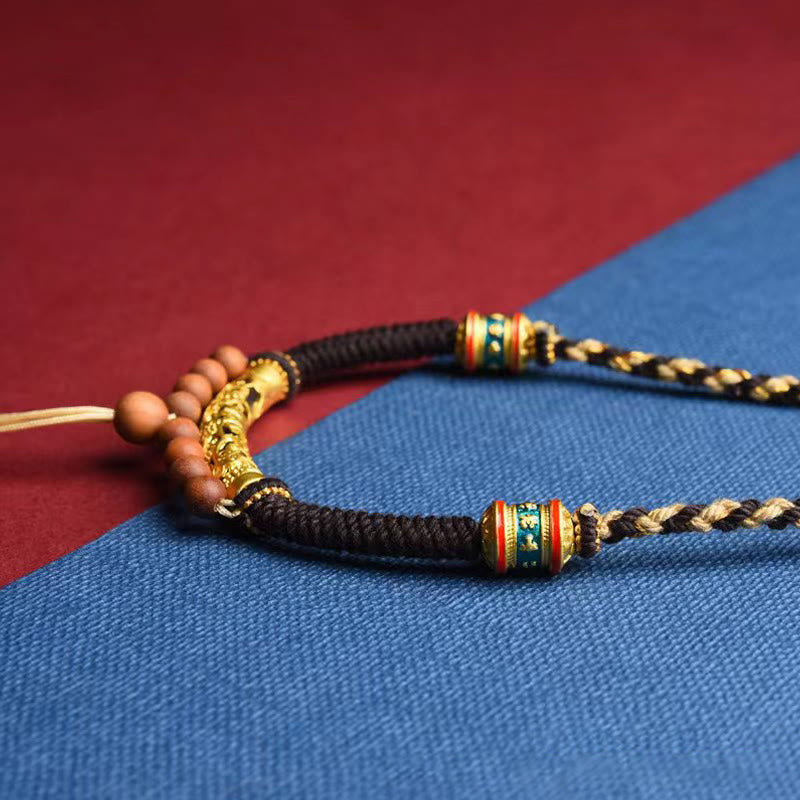 Nimara Ritual Tibetan Handmade King Kong Knot Om Mani Padme Hum Prayer Wheel String Necklace Pendant