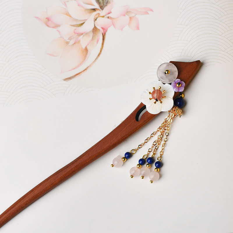 Nimara Ritual Red Sandalwood Pink Crystal Charm Healing Hairpin Decorations