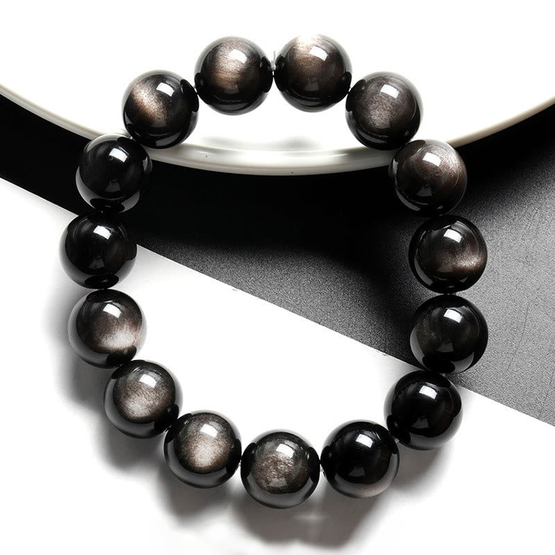Nimara Ritual Natural Silver Sheen Obsidian Soothing Protection Bracelet