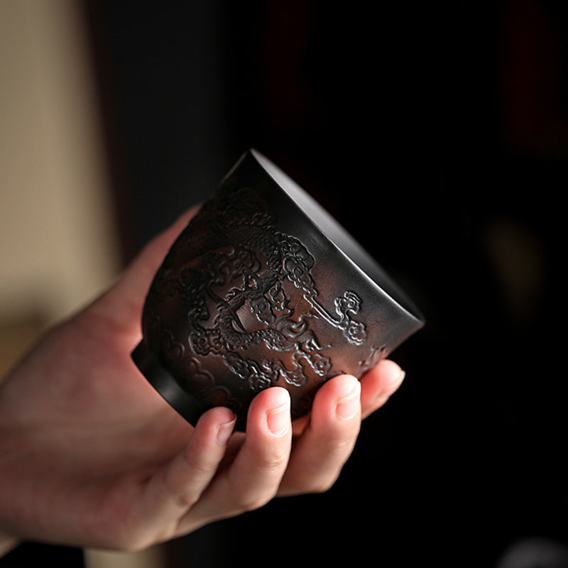 Nimara Ritual Lotus Leaf Flower Landscape Dragon Bamboo Ceramic Teacup Kung Fu Tea Cup Bowl