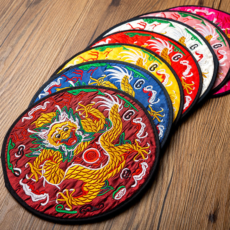Nimara Ritual Dragon Embroidery Cup Mat Pad Tea Cup Coaster Kung Fu Tea Mat