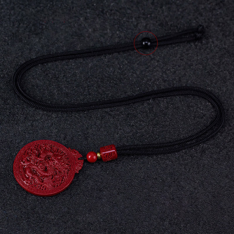 Nimara Ritual Year of the Dragon Natural Cinnabar Dragon Protection Necklace Pendant