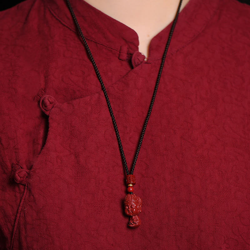 Nimara Ritual Chinese Zodiac Natal Buddha Natural Cinnabar Amulet Keep Away Evil Spirits Necklace Pendant