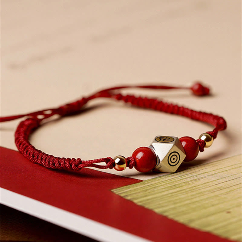Nimara Ritual Handmade 925 Sterling Silver Chinese Zodiac Natal Buddha Cinnabar Calm Braided Bracelet