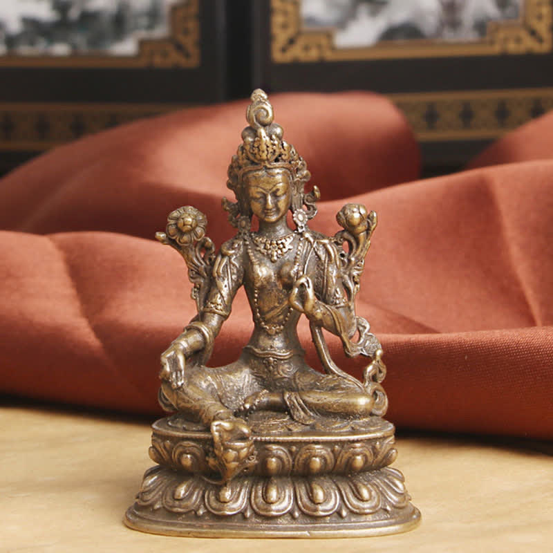 Nimara Ritual Bodhisattva Green Tara Calm Hope Copper Statue Decoration