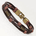 Nimara Ritual Vintage Leather Wrist Band Brown Rope Layered Bracelet Bangle