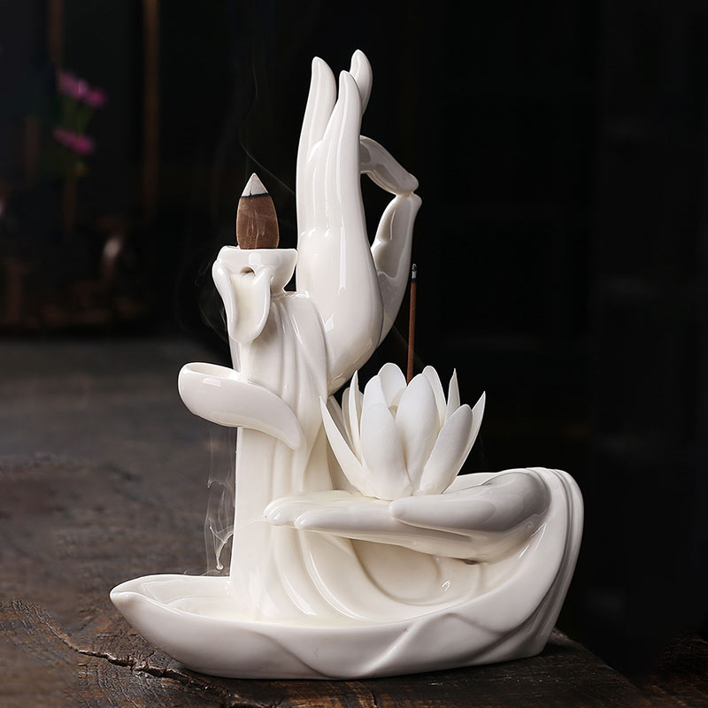Nimara RitualTibetan Lotus Blessing Incense Burner Decoration