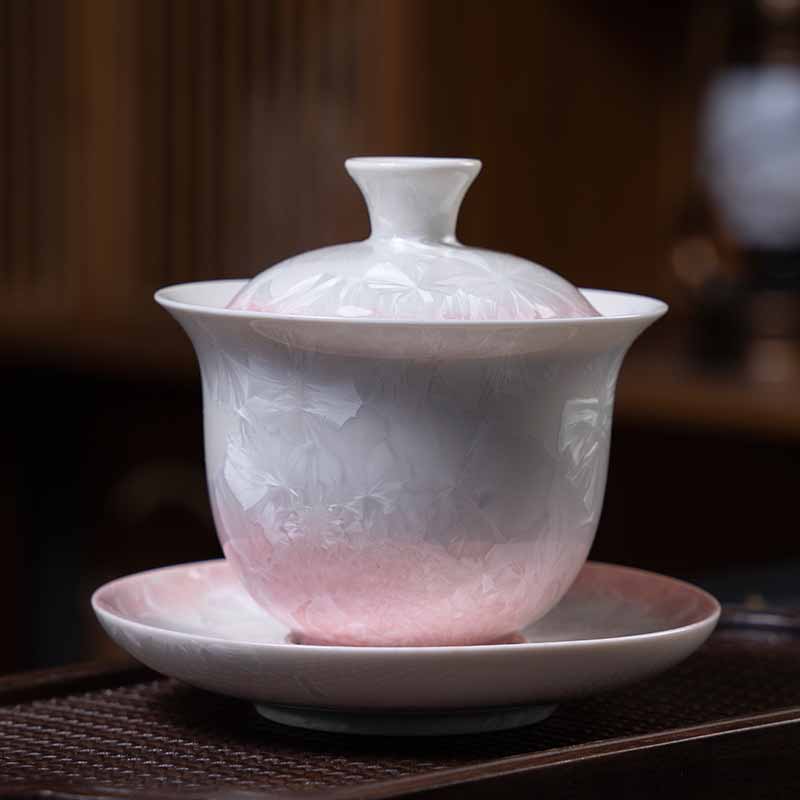 Nimara Ritual Traditional Glaze Ceramic Gaiwan Sancai Teacup Kung Fu Tea Cup And Saucer With Lid 180ml