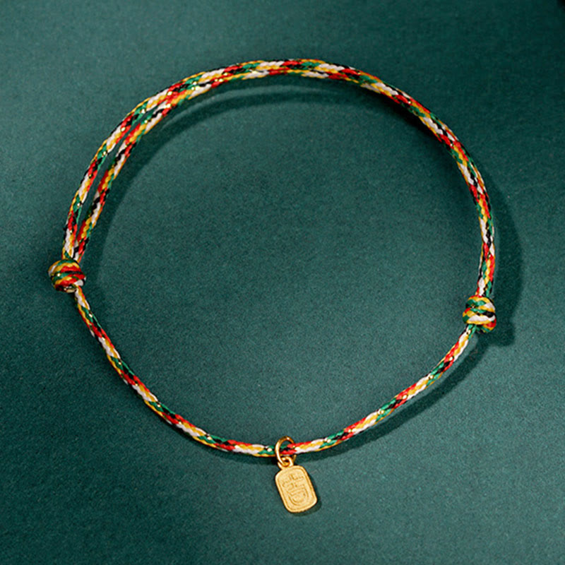 Nimara Ritual Auspicious Fu Character Peace And Joy Luck Handmade Multicolored Child Adult Bracelet