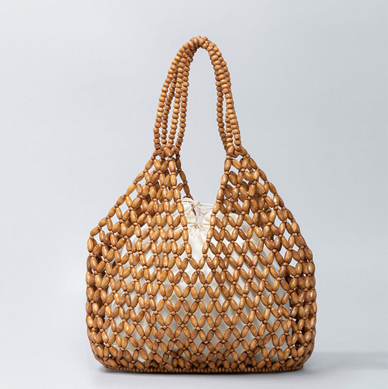 Nimara Ritual Hand-woven Wooden Beads Shoulder Bag Handbags
