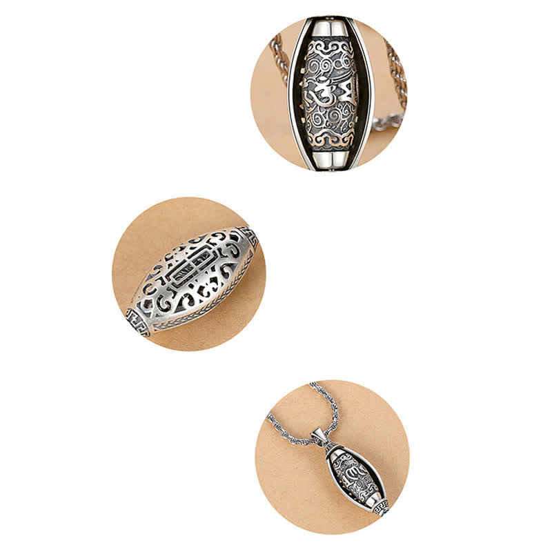 Nimara Ritual Tibet Om Mani Padme Hum Protection Necklace Rotatable Pendant