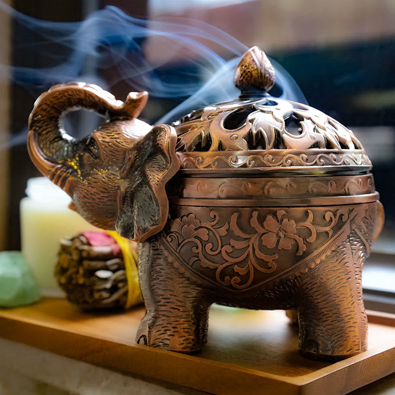 Nimara Ritual Elephant Alloy Incense Holder Home Decoration Incense Burner