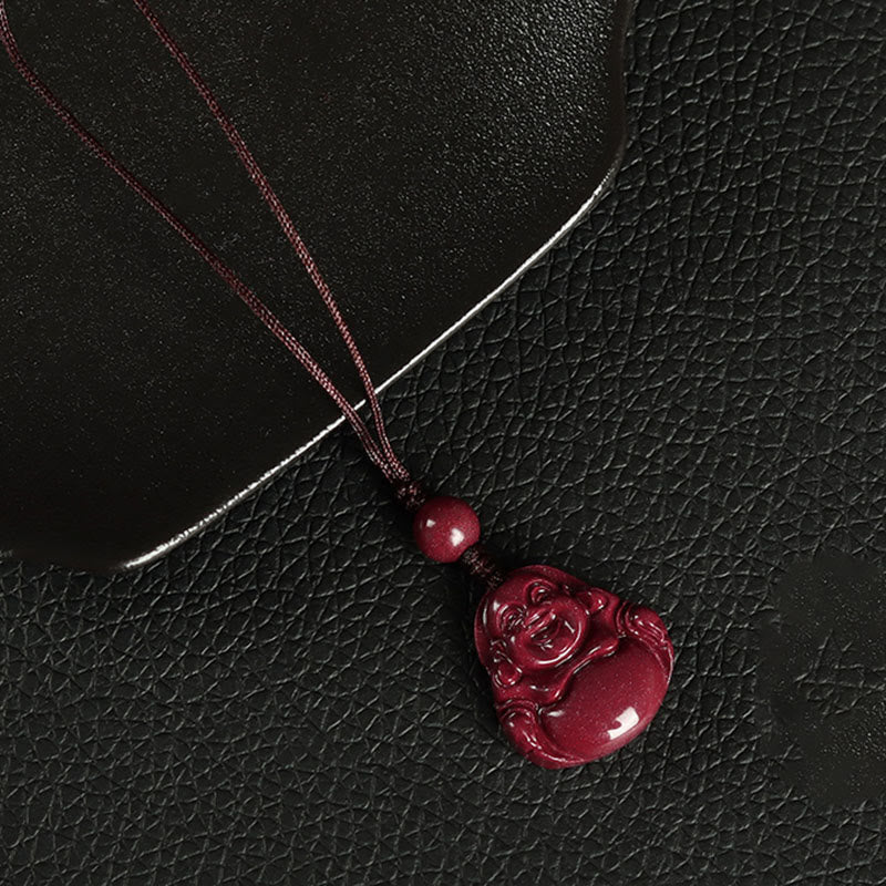 Nimara Ritual Laughing Buddha Cinnabar Blessing Necklace Pendant Phone Hanging Decoration Key Chain