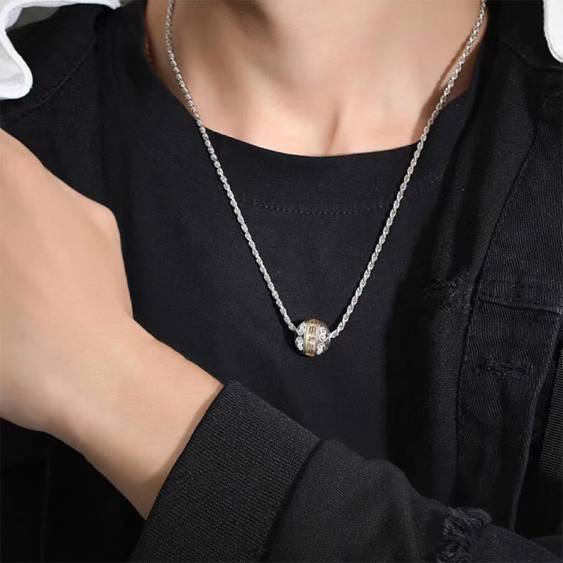 Nimara Ritual Taoist Nine-Character Mantra Engraved Amulet Balance Necklace Rotatable Pendant