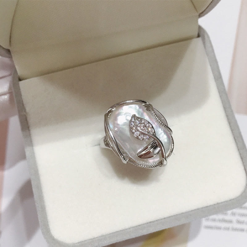 Nimara Ritual Pearl Copper Plated Gold Flower Happiness Wealth Ring