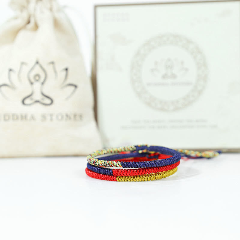Nimara Ritual Tibet Handmade Multicolor King Kong Knot Faith Protection Braided Two-Color String Bracelet