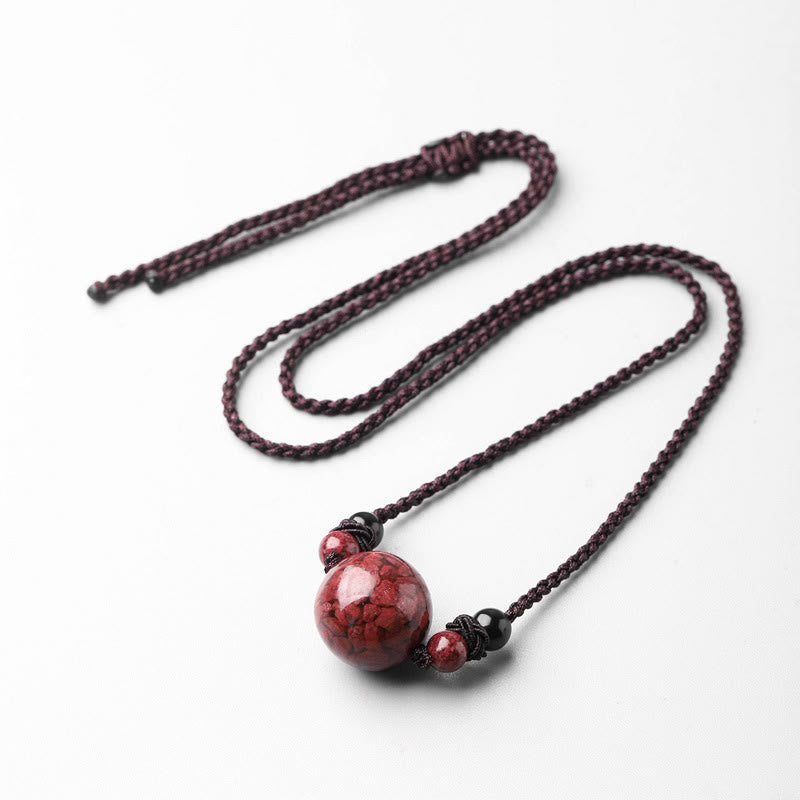 Nimara Ritual Natural Cinnabar Stones Bead Blessing Necklace Pendant
