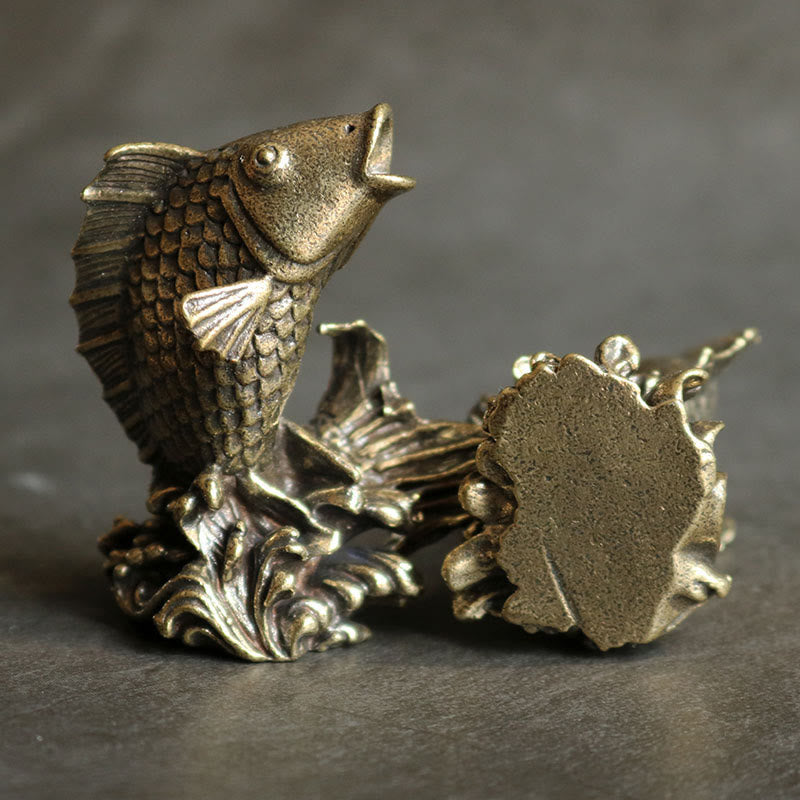 Nimara Ritual Handmade Small Koi Fish Copper Wealth Home Decoration