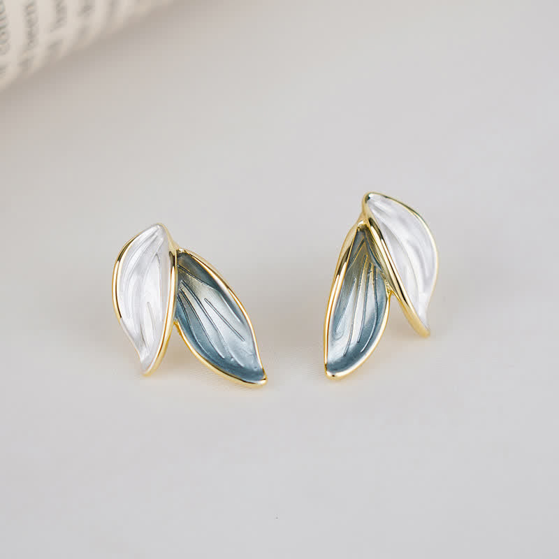 Nimara Ritual Leaf Design Luck Stud Earrings