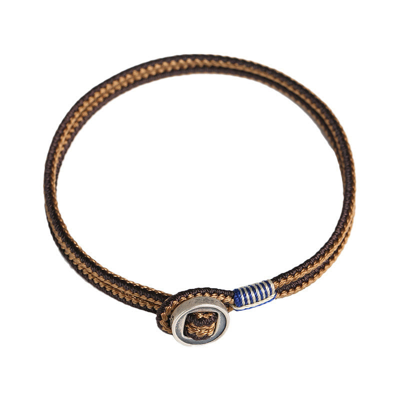 Nimara Ritual 925 Sterling Silver Handmade Button Protection Weave String Bracelet