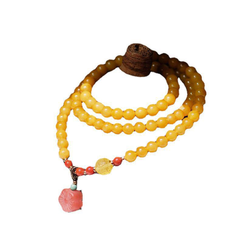 Nimara Ritual Amber Healing Balance Necklace Flower Charm Bracelet