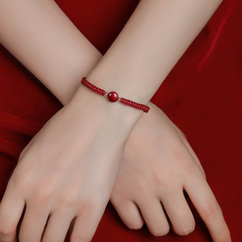 Nimara Ritual Lucky Cinnabar Bead Blessing Red String Bracelet