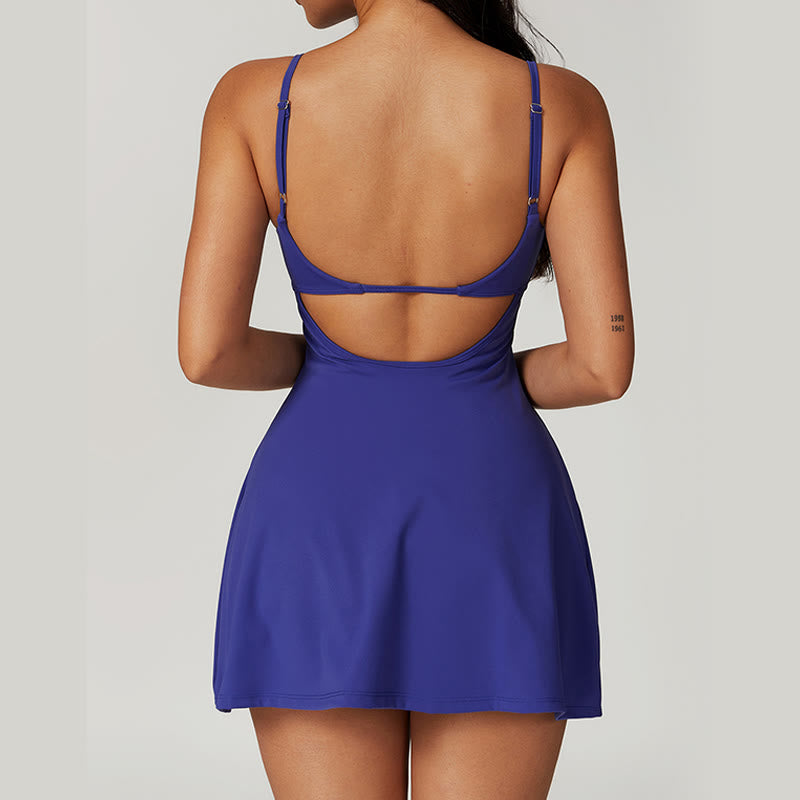 Nimara Ritual Solid Backless Tennis Yoga Women Sports Dress