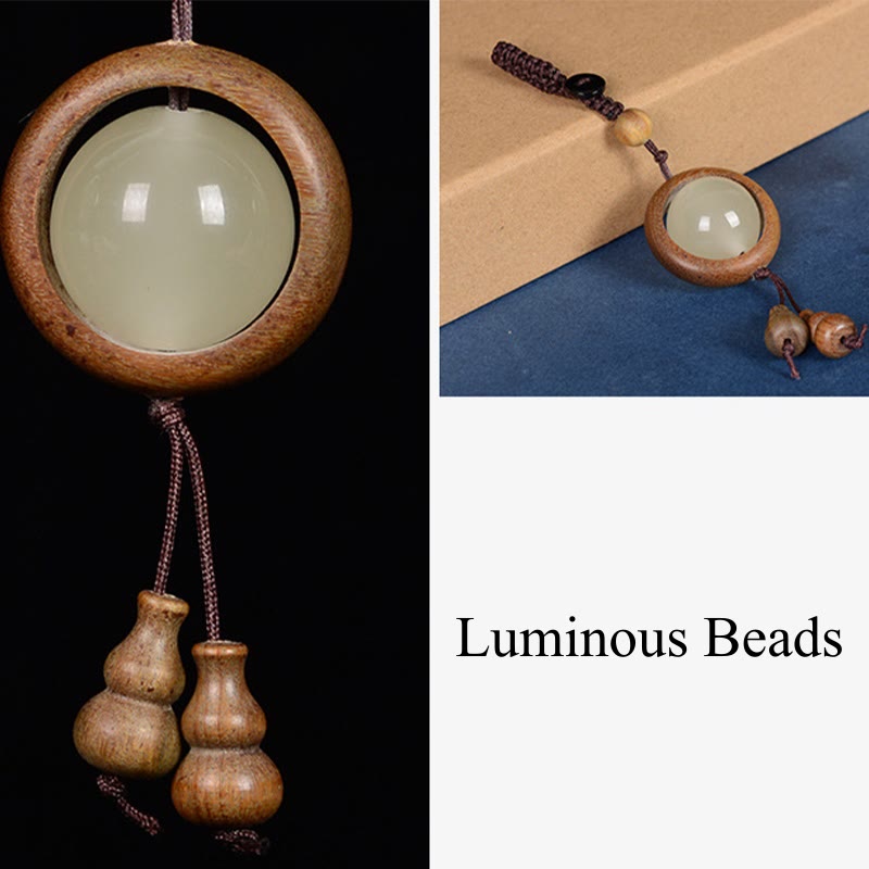 Nimara Ritual Red Sandalwood Ebony Wood Green Sandalwood Luminous Lucky Bead Gourd Peace Key Chain