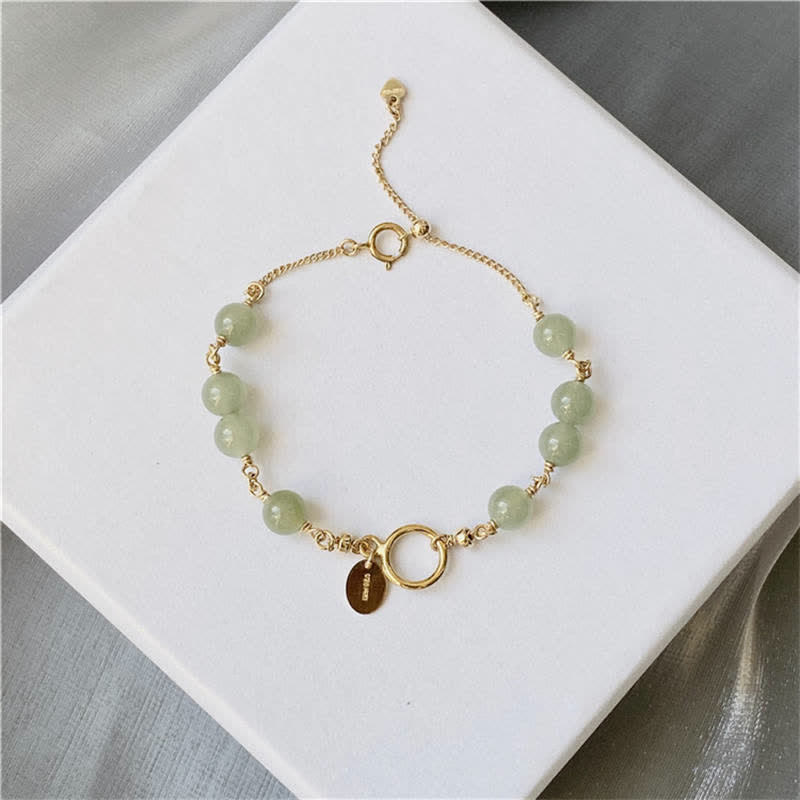 Nimara Ritual Unique Natural Hetian Jade 14K Gold filled Luck Beaded Bracelet